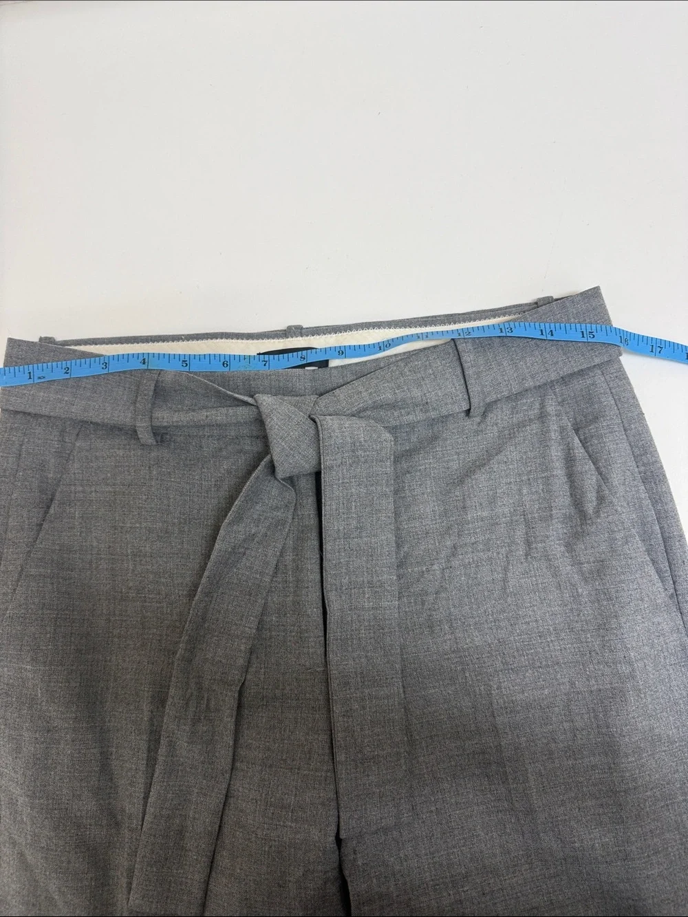 J Crew Wool Blend Tie-Waist Wide-Leg Women's Trousers in Gray